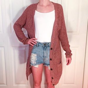 PacSun Mauve Long Knit Cardigan Sweater